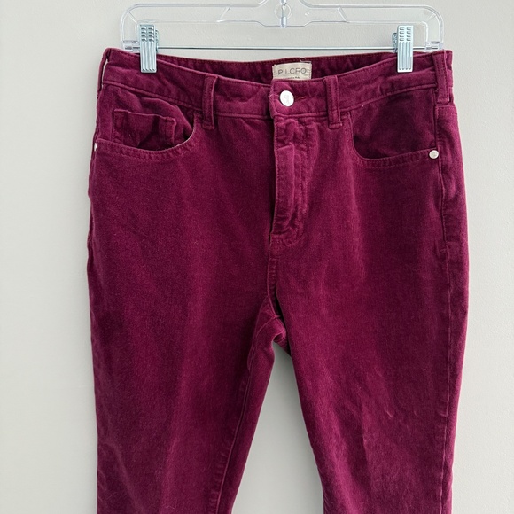 PILCRO JEANS MICRO CORDUROY CROPPED 5 POCKET STYLE COTTON BLD BURGUNDY 30 - Picture 3 of 11